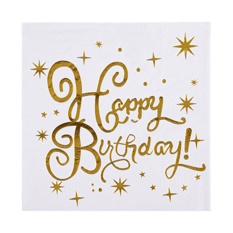 33x33 শুভ জন্মদিনের ককটেল ন্যাপকিনস 3 প্লাই পেপার ন্যাপকিনগুলি হট স্ট্যাম্পিং এসজে 3301 সহ